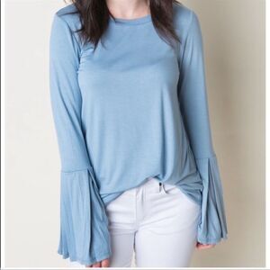 Amelia James Bell Sleeve Tunic Top Blue Size Large